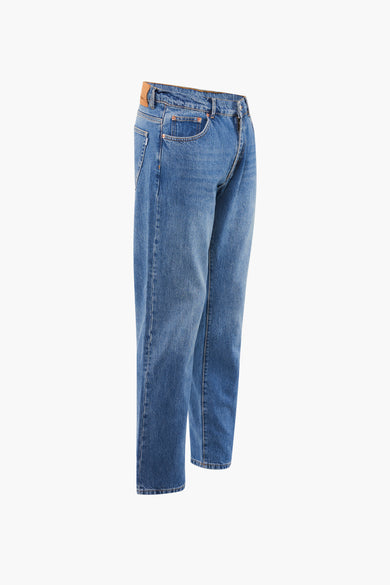 Denim tapered jeans van WOODBIRD, in een helderblauwe wassing.