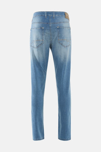 Jeans straight van lichtblauw denim van MAC, met achterzakken en riemlussen.