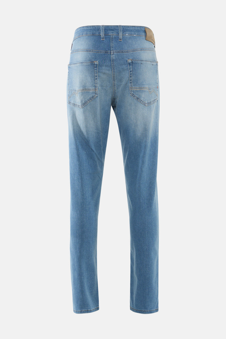 Jeans straight van lichtblauw denim van MAC, met achterzakken en riemlussen.