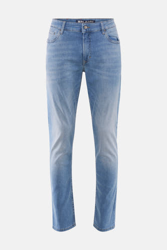 Rechte jeans van lichtblauw denim van MAC, met een lichte wassing en klassieke styling.