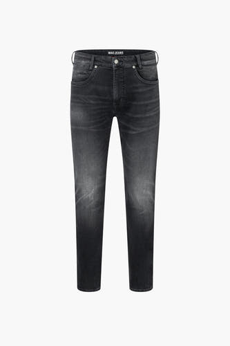 Donkergrijze rechte jeans van MAC Jeans, met een subtiele stonewashed textuur.
