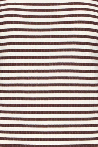 T-shirt écru à manches longues ICHI, avec un motif côtelé rayé.
