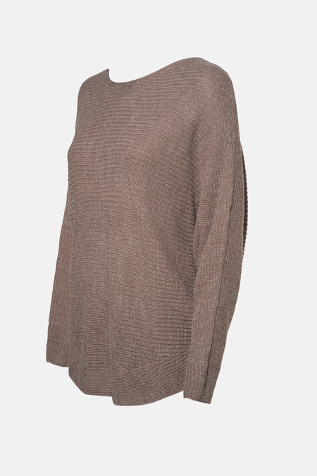 Pull met ronde hals - bruin