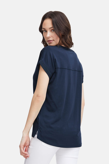 Blouse met korte mouwen - blauw