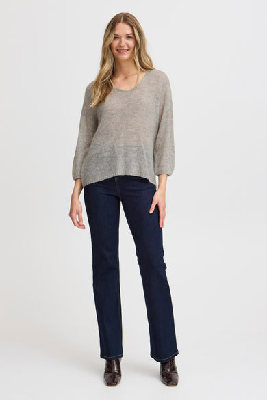 Pull à col en V - gris