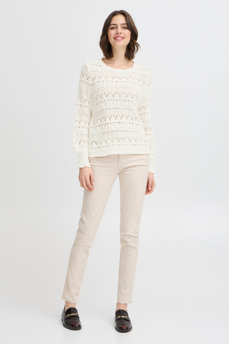 Pull met ronde hals - ecru