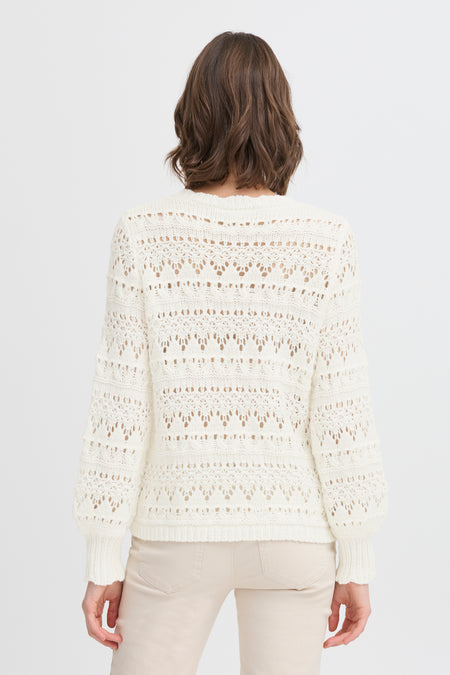 Pull met ronde hals - ecru