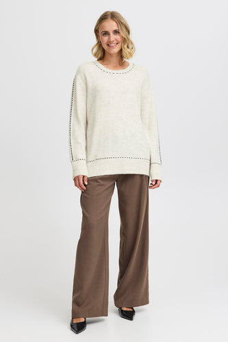 Pull met ronde hals - ecru