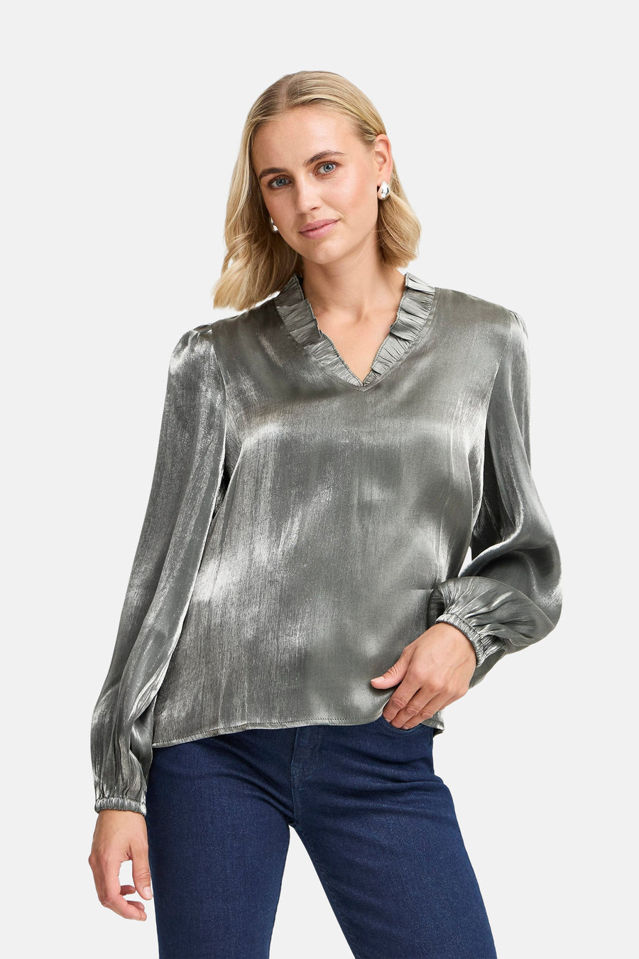 Blouse met lange mouwen - zilver - Fransa® - 1