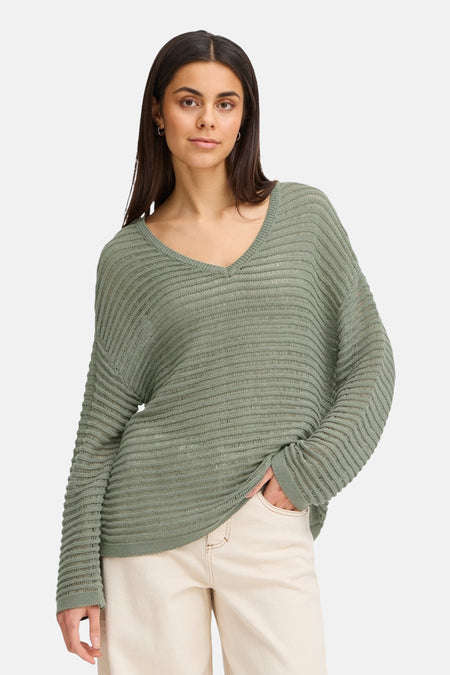 Pull met ronde hals - Kaki