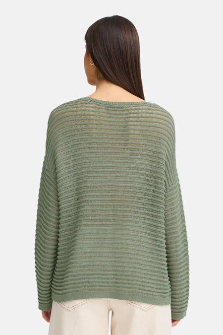 Pull met ronde hals - Kaki