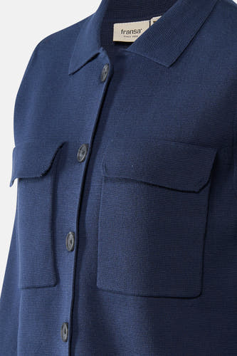 Gilet bleu de France, avec fermeture à boutons, poches brodées et col.