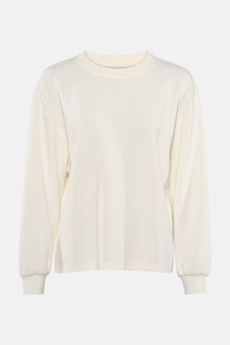 Witte sweater van Fransa, met lange mouwen en een ronde hals.