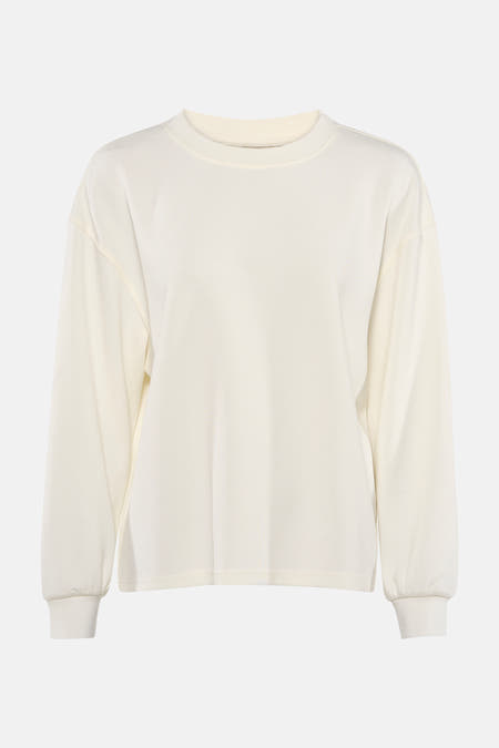 Witte sweater van Fransa, met lange mouwen en een ronde hals.