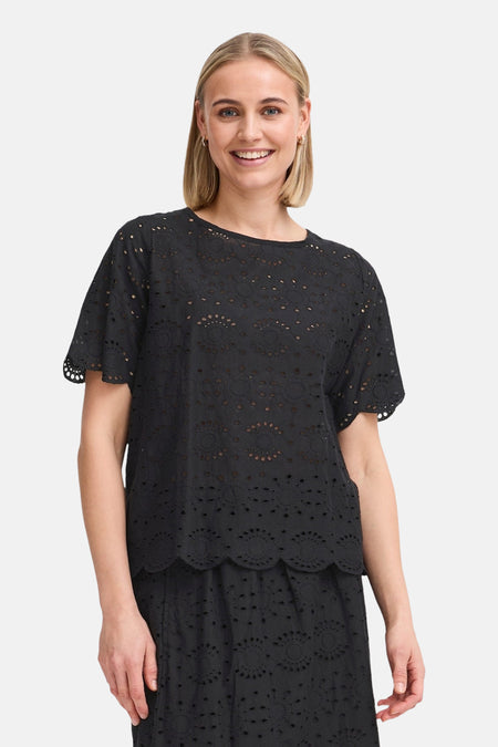 Blouse met korte mouwen - zwart
