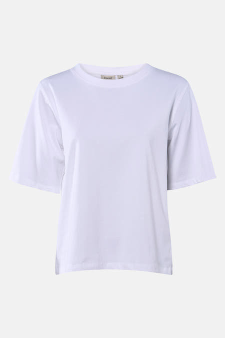 Wit T-shirt met korte mouwen van Fransa, klassieke ronde halslijn.