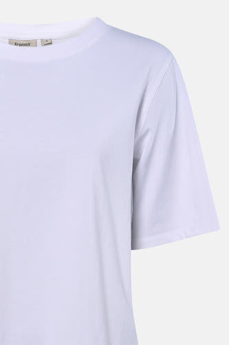 T-shirt blanc à manches courtes de Fransa, couleur unie.