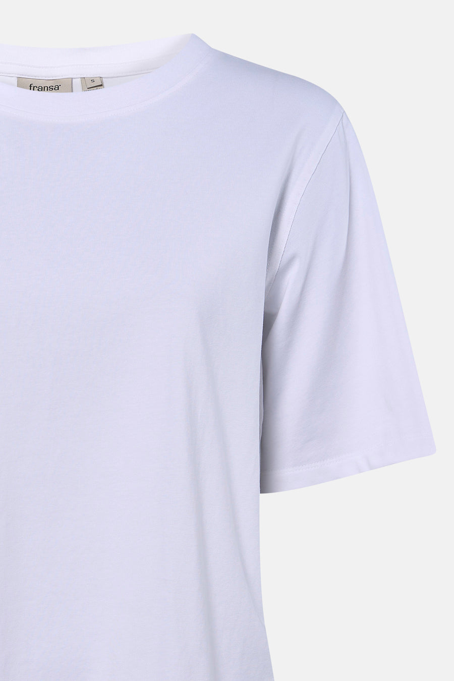 T-shirt blanc à manches courtes de Fransa, couleur unie.