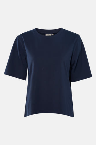 T-shirt bleu à manches courtes de France, design simple avec col rond.