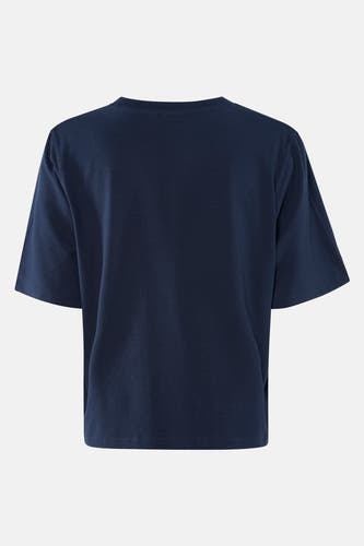 T-shirt bleu à manches courtes de France, couleur unie et coupe décontractée.