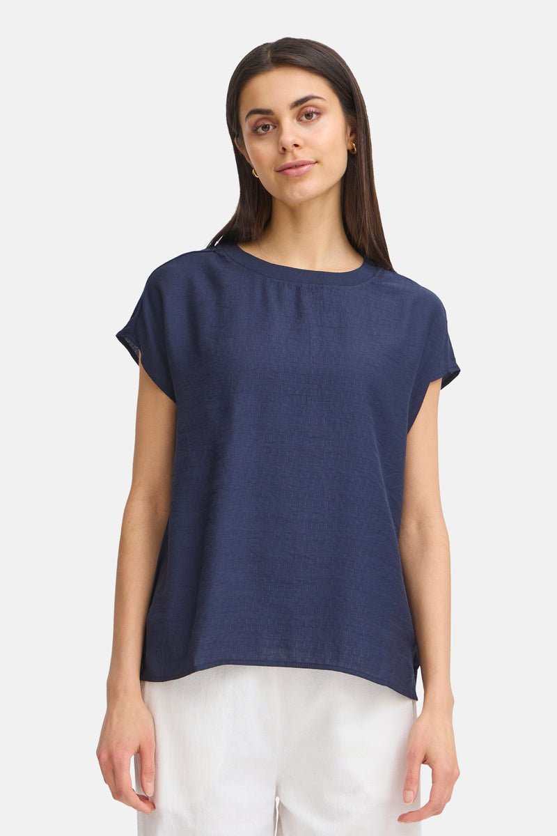 Blouse met korte mouwen - blauw