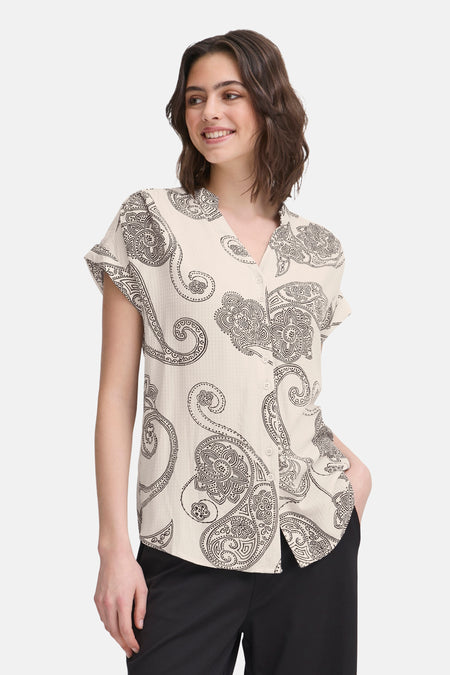 Blouse met korte mouwen - ecru