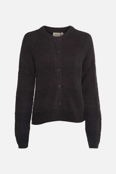 Grijs vest van Fransa, gebreid en met knoopsluiting.