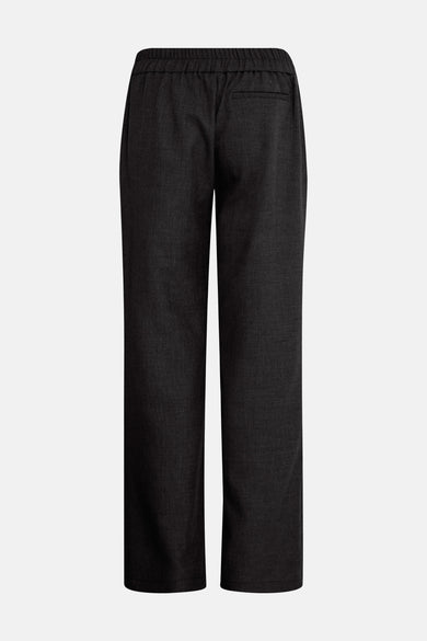 Zwarte broek van Fransa, met elastische tailleband en een achterzak.