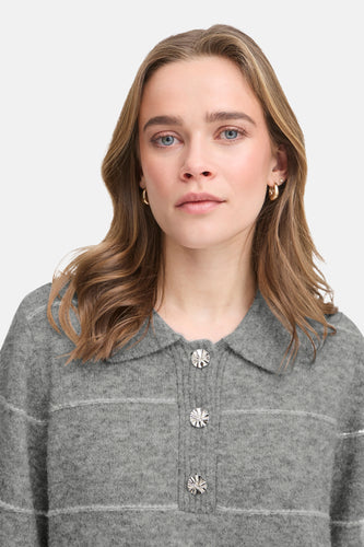 Pull met V-hals - grijs - Fransa®