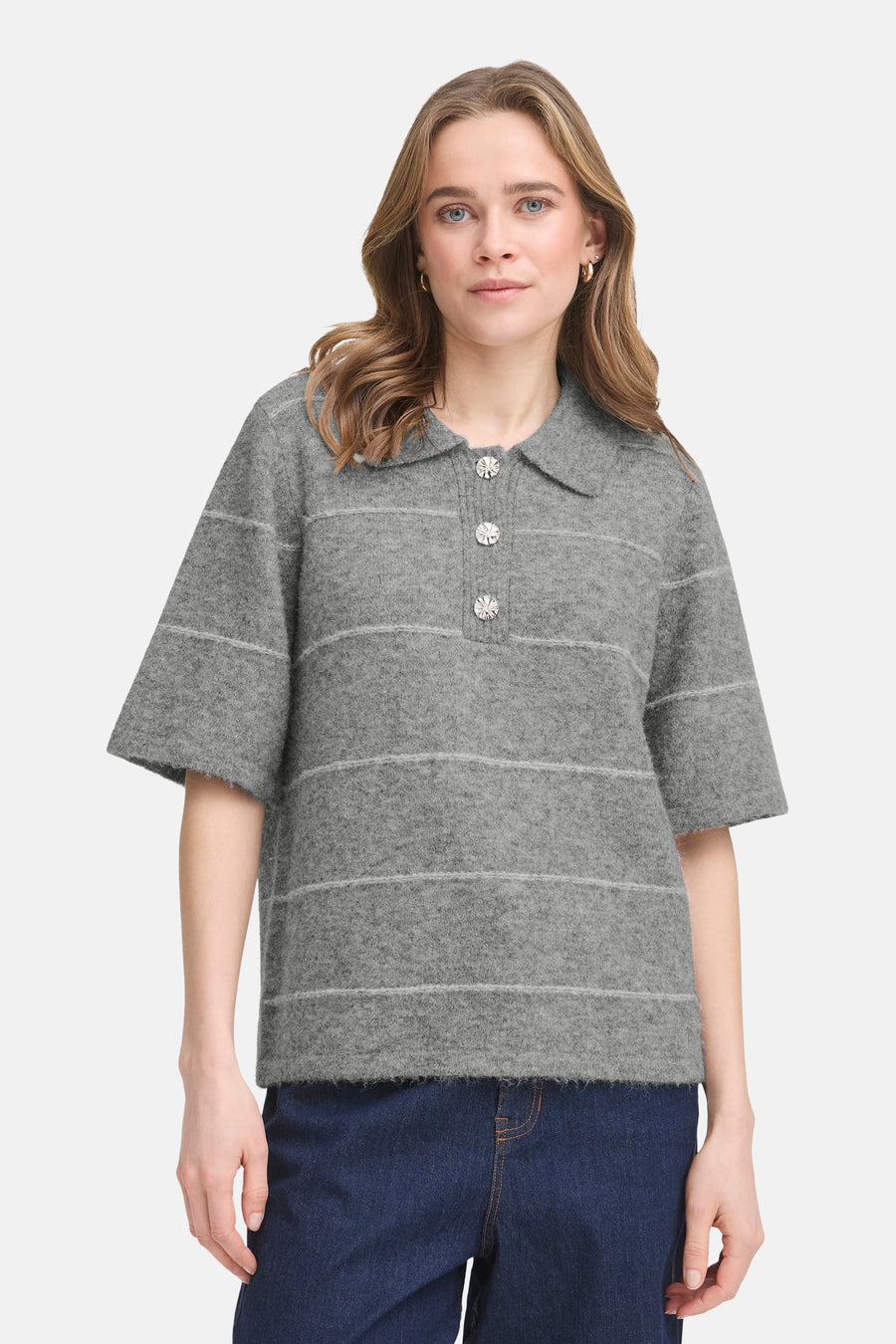 Pull met V-hals - grijs - Fransa®