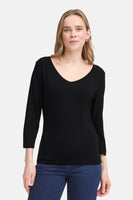 Top uni manche longue Noir - Fransa®