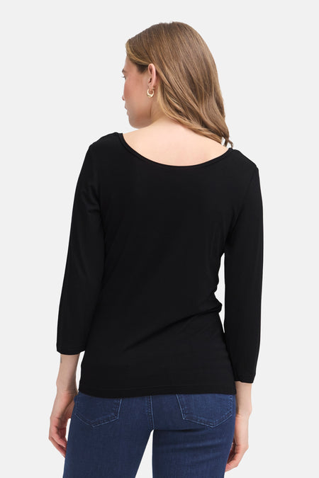 Top uni manche longue Noir - Fransa®