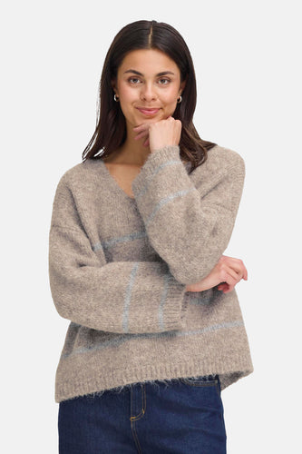 Pull met V-hals - Beige - Fransa®