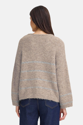 Pull met V-hals - Beige - Fransa®