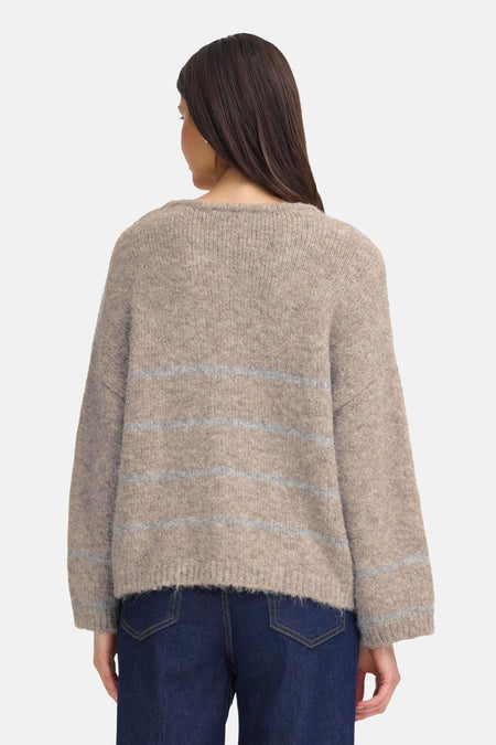 Pull met V-hals - Beige