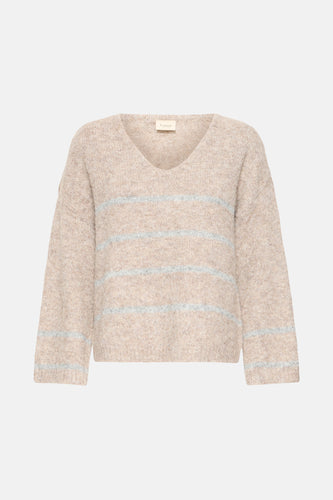 Pull met V-hals - Beige - Fransa®