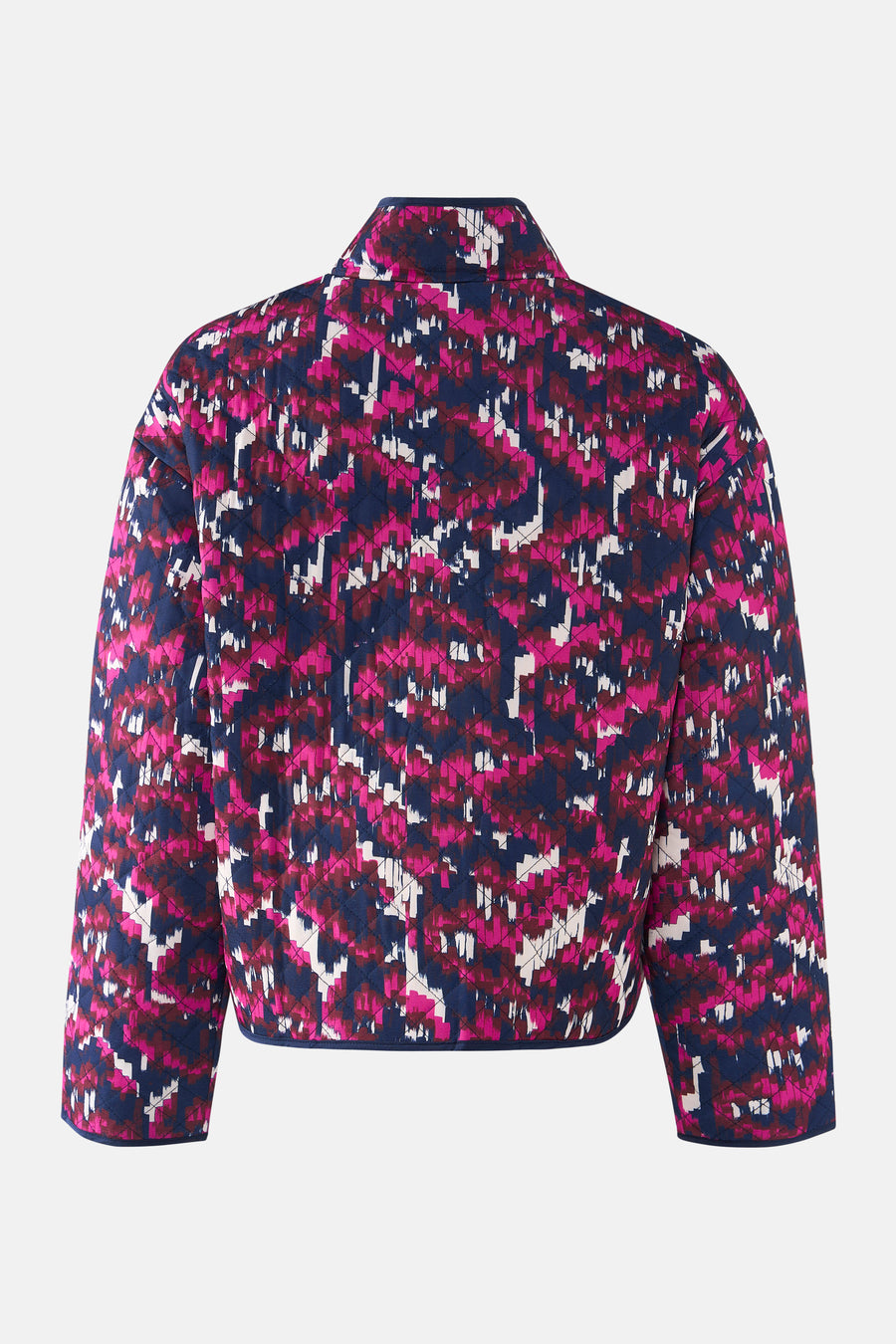 Manteau court multicolore de France, avec un motif géométrique et une texture doublée.