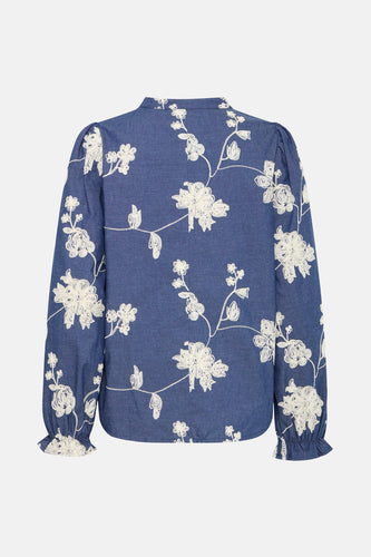 Blouse met lange mouwen - blauw - Fransa®