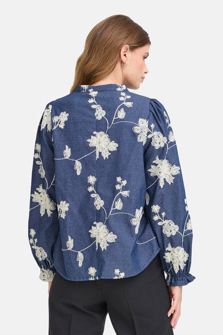 Blouse met lange mouwen - blauw