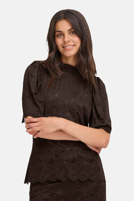 Blouse (korte mouwen) bruin - Fransa®
