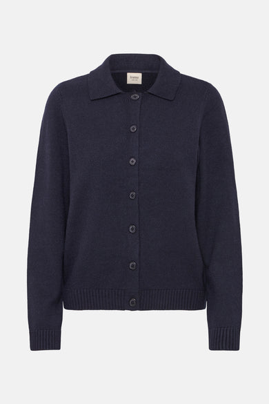 Veste bleue de France avec fermeture à boutons et col.