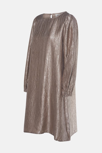 Beige kleedje met lange mouwen van Fransa, met glanzende textuur.
