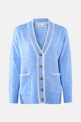 Blauw vest van Fransa, met lange mouwen, knoopsluiting en opgestikte zakken.