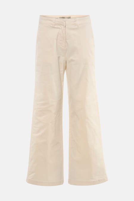 Ecru broek van Fransa, met wijde pijpen en een effen kleur.
