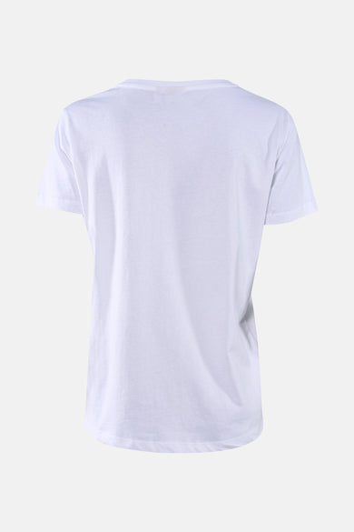 Wit T-shirt met korte mouwen van Fransa, effen kleur en ronde halslijn, rugzijde.