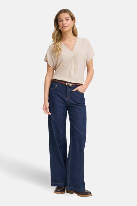 Blouse met korte mouwen - Beige