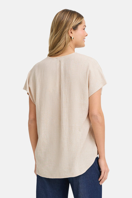 Blouse met korte mouwen - Beige