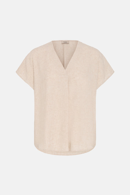 Blouse met korte mouwen - Beige