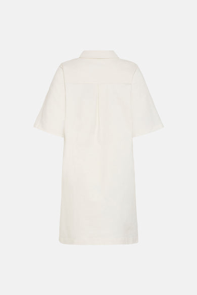 Witte denim jurk met korte mouwen van Fransa, achterkant weergegeven.