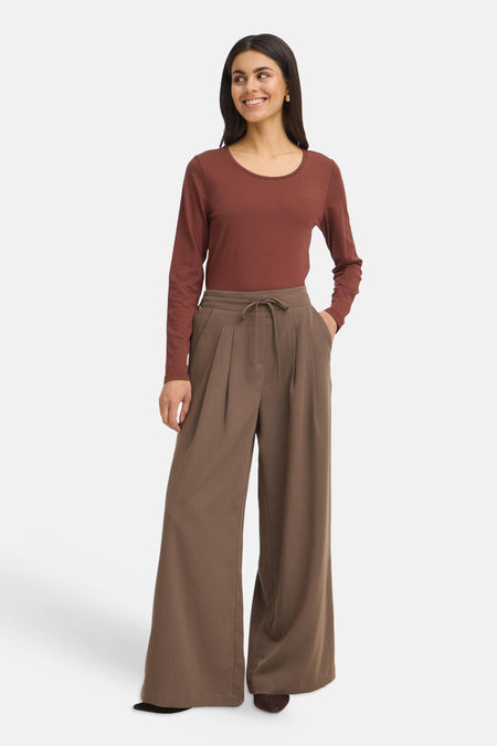 Top uni manche longue brun - Fransa®